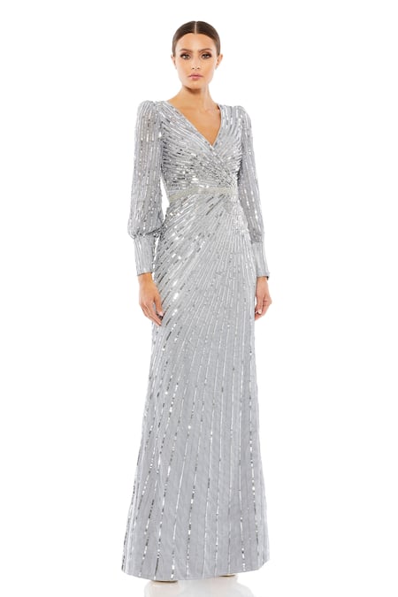 Mac Duggal Astral Sequin Embellished Wrap Gown 