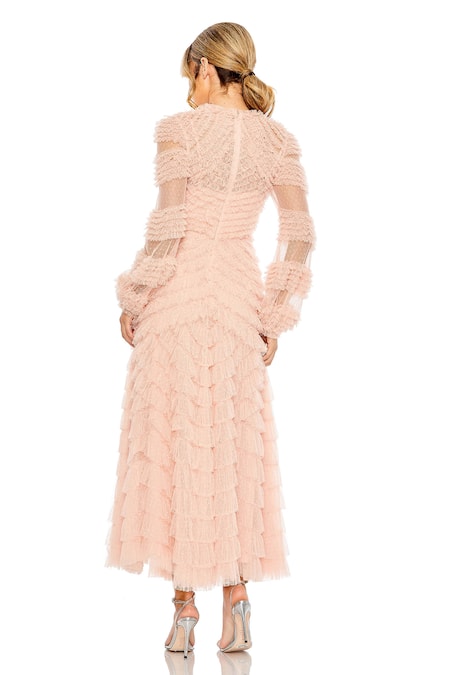 Mac Duggal Ruffled Mania Puffed Sleeves Gown 