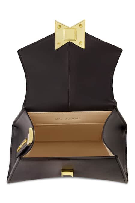 Buy Mac Duggal Black Bows Leather Mini Angular Bag Online at Aza Fashions Buy_Mac Duggal_Black Bows Leather Mini Angular Bag _Online_at_Aza_Fashions