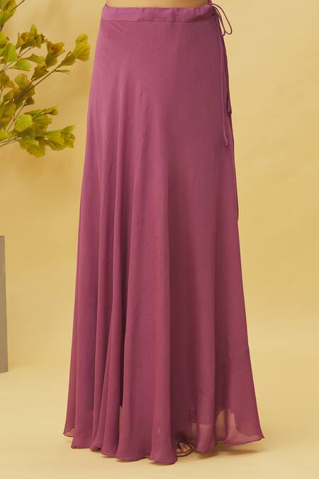 Samyukta Singhania Purple Chiffon Zardozi Embellished Asymmetric Hem Blouse With Lehenga Online at Aza Fashions Samyukta Singhania_Purple Chiffon Zardozi Embellished Asymmetric Hem Blouse With Lehenga_Online_at_Aza_Fashions