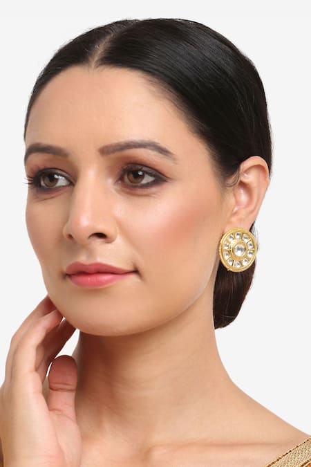 Ruby Raang Kundan Embellished Studs 