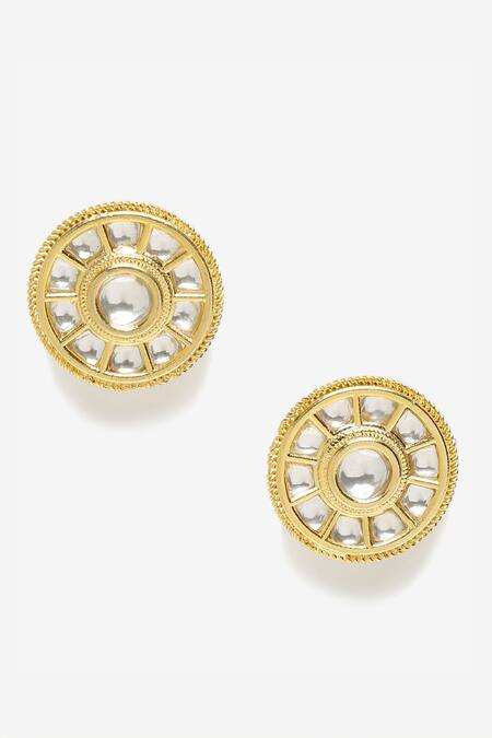 Ruby Raang Gold Plated Diamonds, Stones Kundan Embellished Studs Online at Aza Fashions Ruby Raang_Gold Plated Diamonds, Stones Kundan Embellished Studs _Online_at_Aza_Fashions