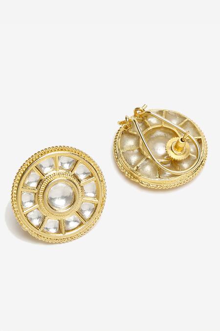 Buy Ruby Raang Gold Plated Diamonds, Stones Kundan Embellished Studs Online at Aza Fashions Buy_Ruby Raang_Gold Plated Diamonds, Stones Kundan Embellished Studs _Online_at_Aza_Fashions