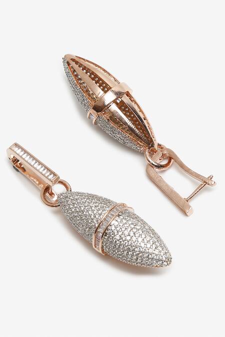 Buy_Ruby Raang_Rose Gold Stones Embellished Earrings_Online_at_Aza_Fashions