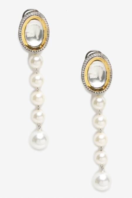 Ruby Raang_Silver Plated Pearls Embellished Earrings_Online_at_Aza_Fashions