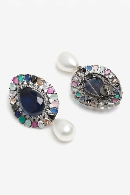 Buy Ruby Raang Multi Color Stones, Beads Embellished Tear Drop Earrings Online at Aza Fashions Buy_Ruby Raang_Multi Color Stones, Beads Embellished Tear Drop Earrings_Online_at_Aza_Fashions