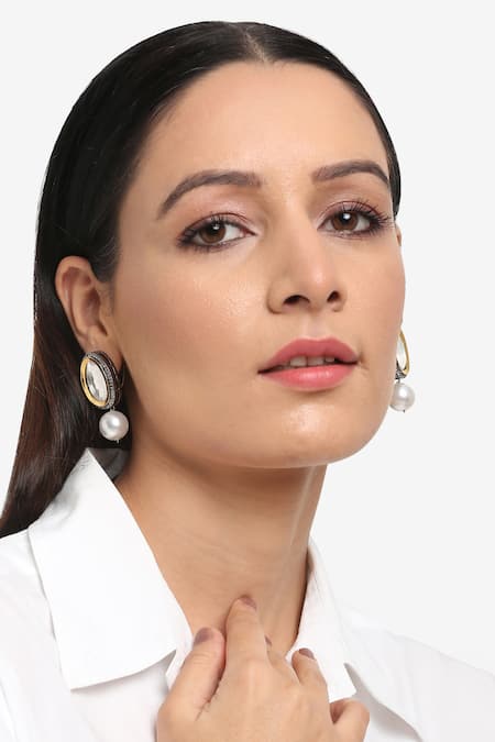 Ruby Raang Kundan Embellished Earrings 