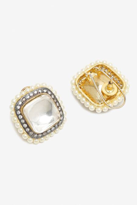 Buy_Ruby Raang_White Pearls Embellished Stud Earrings_Online_at_Aza_Fashions