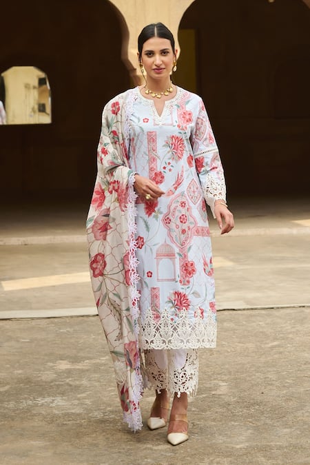 Sage Saga Flower Print Kurta Set 