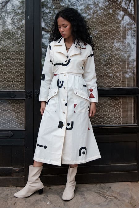 The Terra Tribe Triangle Pattern Organic Cotton Trench Coat 