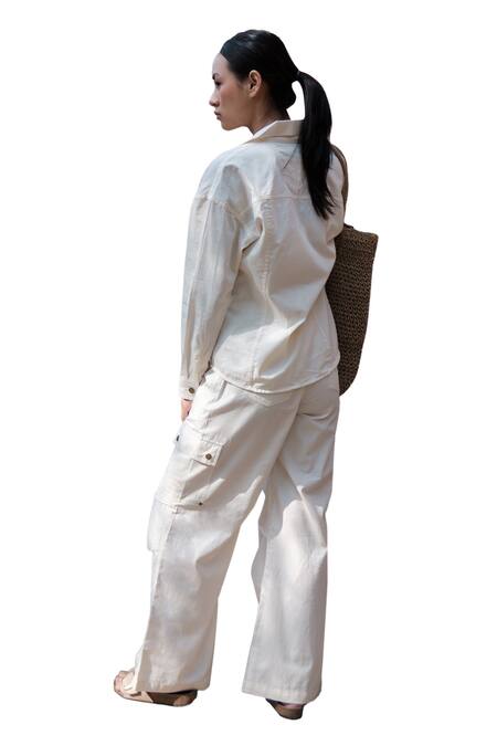 Shop The Terra Tribe Off White Organic Cotton Solid Plain Parachute Trousers Online at Aza Fashions Shop_The Terra Tribe_Off White Organic Cotton Solid Plain Parachute Trousers_Online_at_Aza_Fashions