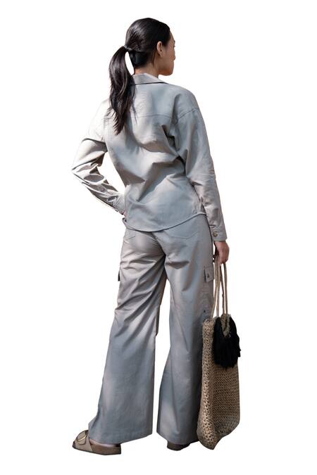 Shop The Terra Tribe Grey Organic Cotton Solid Parachute Trousers Online at Aza Fashions Shop_The Terra Tribe_Grey Organic Cotton Solid Parachute Trousers_Online_at_Aza_Fashions