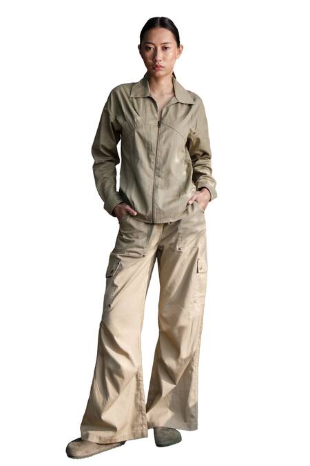 Buy The Terra Tribe Beige Organic Cotton Solid Parachute Trousers Online at Aza Fashions Buy_The Terra Tribe_Beige Organic Cotton Solid Parachute Trousers_Online_at_Aza_Fashions