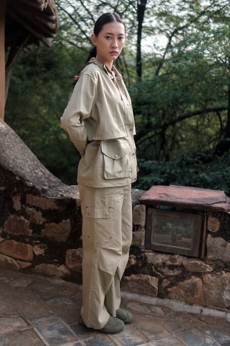 Shop The Terra Tribe Beige Organic Cotton Solid Jacket at Aza Fashions Shop_The Terra Tribe_Beige Organic Cotton Solid Jacket_at_Aza_Fashions