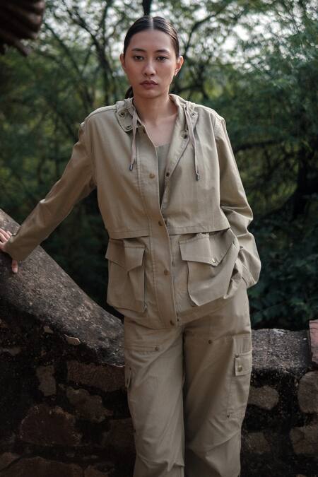 The Terra Tribe Beige Organic Cotton Solid Jacket Online at Aza Fashions The Terra Tribe_Beige Organic Cotton Solid Jacket_Online_at_Aza_Fashions