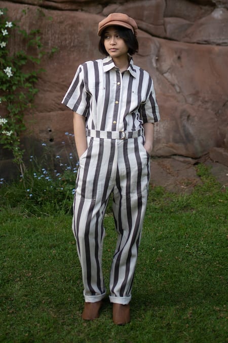 The Terra Tribe Striped Print Jumpsuit 