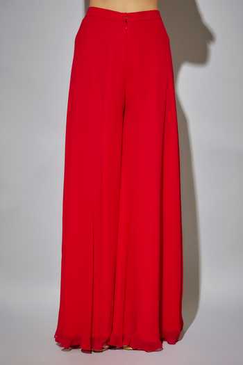Krishna Padia_Red Georgette Sequins Round Neck Work Kurta Sharara Set_Online_at_Aza_Fashions