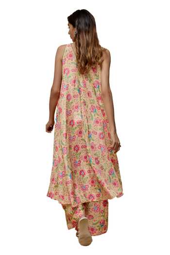Buy_Krishna Padia_Yellow Crepe Embroidery V-neck Bloom Print Kurta With Pant _Online_at_Aza_Fashions