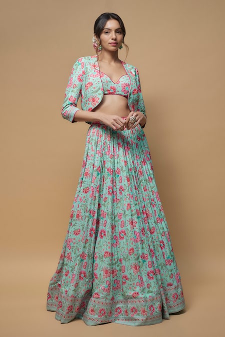 wildflower by krishna Wildbloom Print Jacket Lehenga Set 