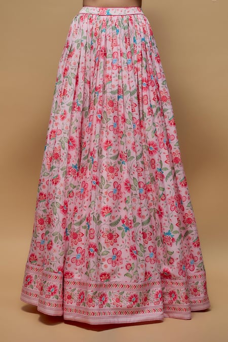 Krishna Padia Pink Crepe Collared Wildblossom Print Jacket Lehenga Set Online at Aza Fashions Krishna Padia_Pink Crepe Collared Wildblossom Print Jacket Lehenga Set _Online_at_Aza_Fashions