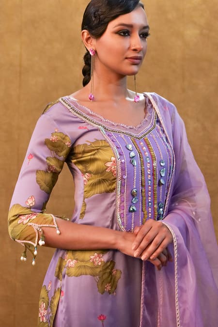 Buy Merge Design Purple Silk, Organza, Modal Sequins, Stones, Embellished Kurta Sharara Set Online at Aza Fashions Buy_Merge Design_Purple Silk, Organza, Modal Sequins, Stones, Embellished Kurta Sharara Set _Online_at_Aza_Fashions