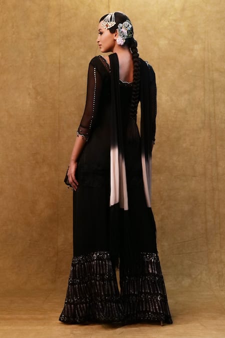 Merge Design Sequin & Pearl Work Kurta Flared Pant Set 