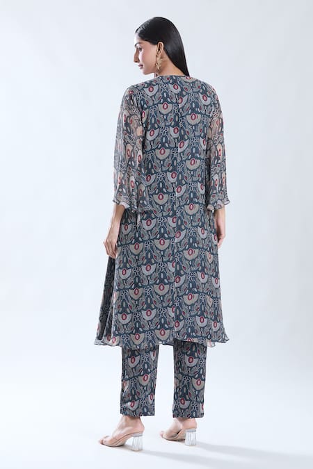 Preeti Jhawar Bird Motif Embroidered Kurta Pant Set 