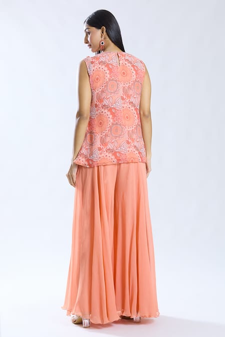 Preeti Jhawar Asymmetric Cape Embroidered Kurta Set 