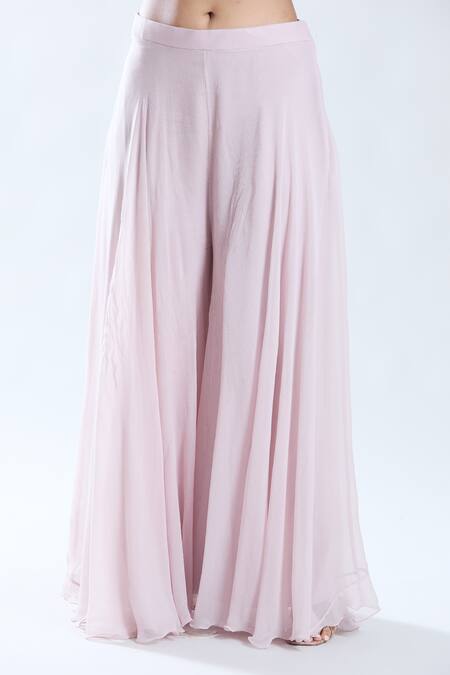 Shop_Preeti Jhawar_Pink Chiffon, Cotton, Silk Embroidery Garden Print And Cape Sharara Set _Online_at_Aza_Fashions