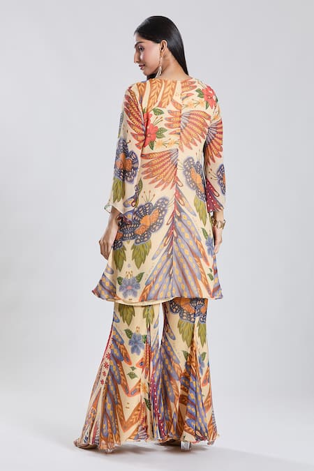 Preeti Jhawar Tuscan Garden Embroidered Kurta With Sharara 