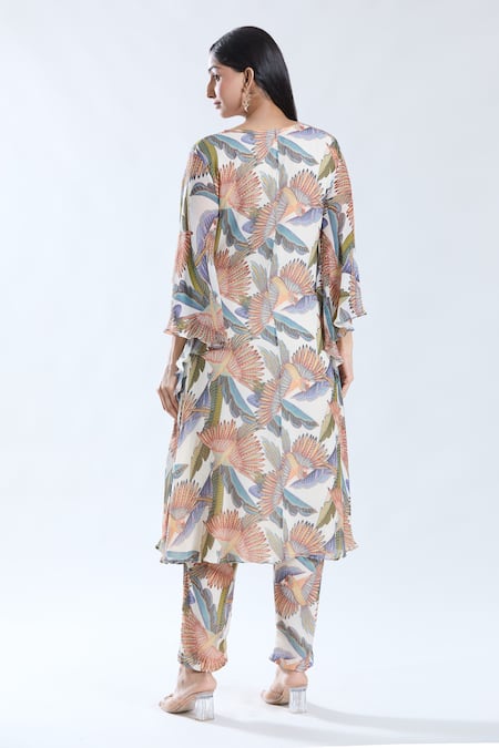 Preeti Jhawar Macaw Park Print & Embroidered Anarkali Set 