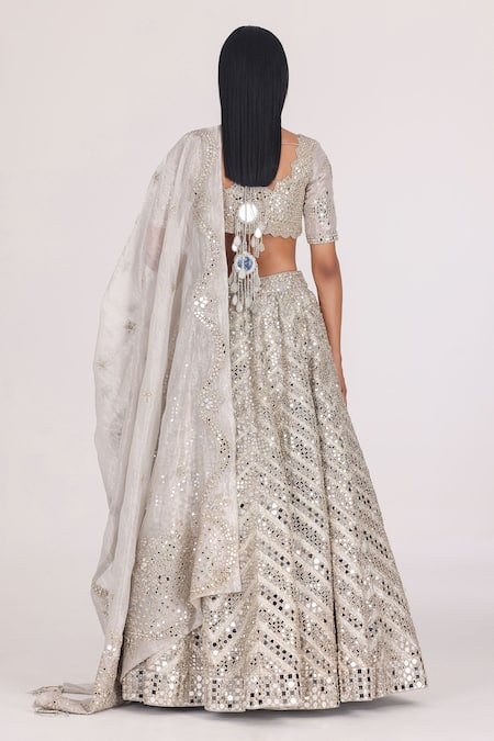 Abhinav Mishra Linear Chevron Pattern Bridal Lehenga Set 