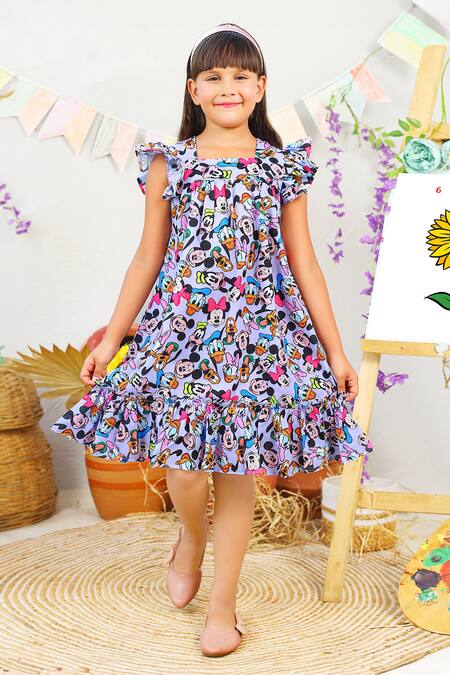 JILMIL DREAMWEAR_White Cotton Mickey Mouse Print Dress _Online_at_Aza_Fashions