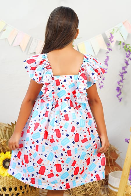 Shop JILMIL DREAMWEAR White Cotton Candy Print Dress at Aza Fashions Shop_JILMIL DREAMWEAR_White Cotton Candy Print Dress _at_Aza_Fashions