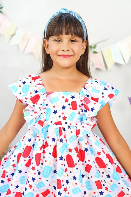 Buy JILMIL DREAMWEAR White Cotton Candy Print Dress Online at Aza Fashions Buy_JILMIL DREAMWEAR_White Cotton Candy Print Dress _Online_at_Aza_Fashions