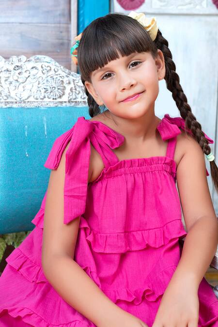 Buy_JILMIL DREAMWEAR_Pink Cotton Ruffles Dress _Online_at_Aza_Fashions