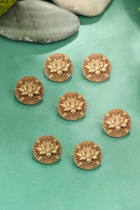 Cosa Nostraa Gold Carved Lotus 7 Pcs Buttons