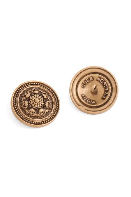 Buy_Cosa Nostraa_Gold Embroidery Floral Carved 13 Pcs Buttons _Online_at_Aza_Fashions