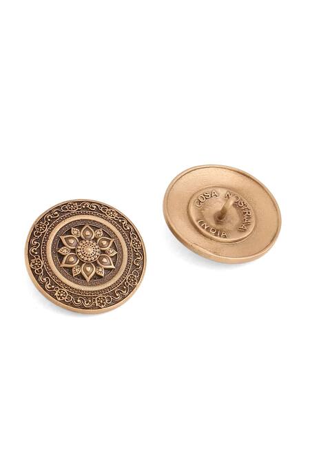 Buy_Cosa Nostraa_Gold Serene Lotus 13 Pcs Buttons _Online_at_Aza_Fashions
