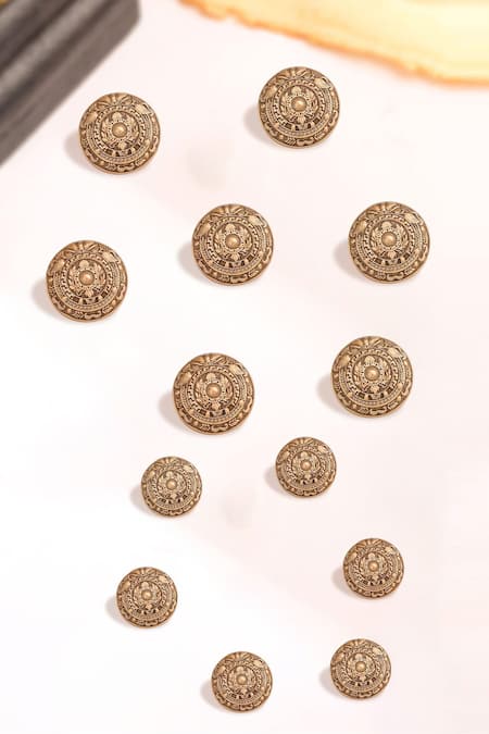 Cosa Nostraa Gold Carved Floral Blossom 13 Pcs Buttons