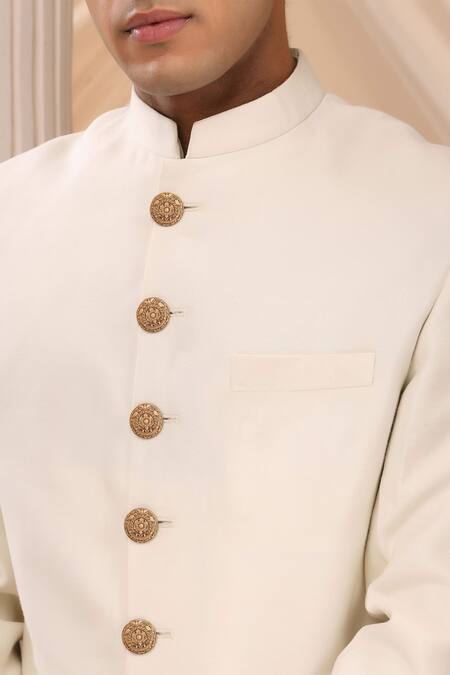 Cosa Nostraa_Gold Carved Floral Blossom 13 Pcs Buttons _Online_at_Aza_Fashions