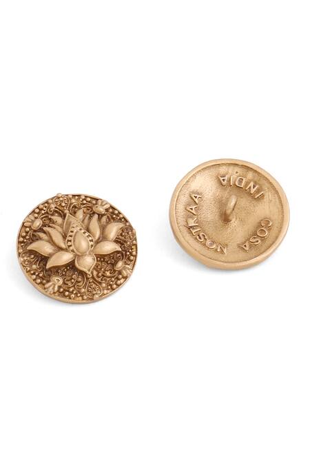 Buy_Cosa Nostraa_Gold Embroidery Lotus Bloom Carved 7 Pcs Buttons_Online_at_Aza_Fashions