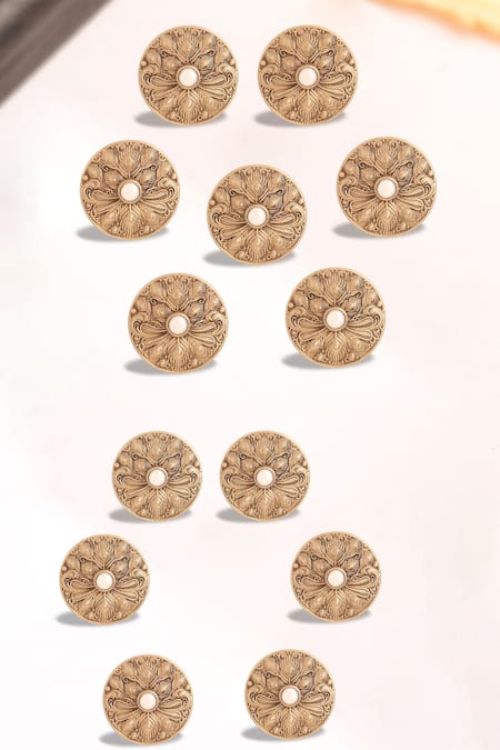 Cosa Nostraa Gold Carved Floral Shimmer 13 Pcs Buttons 