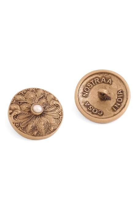 Buy_Cosa Nostraa_Gold Embroidery Floral Carved Shimmer 7 Pcs Buttons _Online_at_Aza_Fashions
