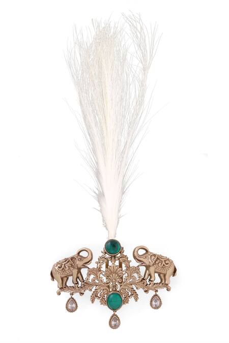 Shop Cosa Nostraa Gold Royal Elephant Carved Kalangi Online at Aza Fashions Shop_Cosa Nostraa_Gold Royal Elephant Carved Kalangi _Online_at_Aza_Fashions