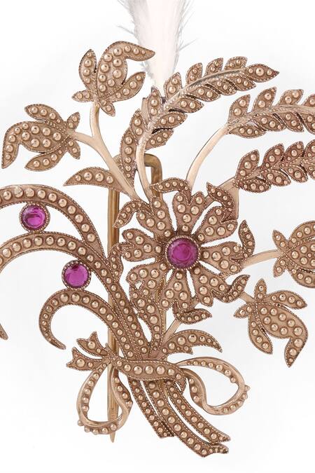 Buy_Cosa Nostraa_Gold Carved Floral Fabel Kalangi _Online_at_Aza_Fashions