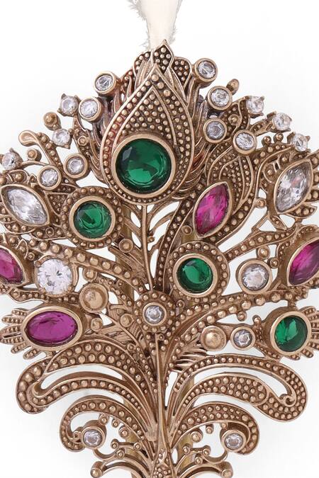 Shop Cosa Nostraa Gold Peacock Power Kalangi Online at Aza Fashions Shop_Cosa Nostraa_Gold Peacock Power Kalangi _Online_at_Aza_Fashions