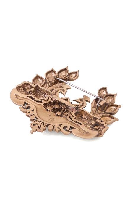 Cosa Nostraa Gold Cut Work Precious Peacock Brooch at Aza Fashions Cosa Nostraa_Gold Cut Work Precious Peacock Brooch _at_Aza_Fashions