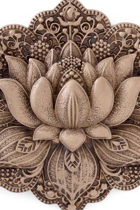 Buy_Cosa Nostraa_Gold Cut Work Lotus Elegance Brooch _Online_at_Aza_Fashions