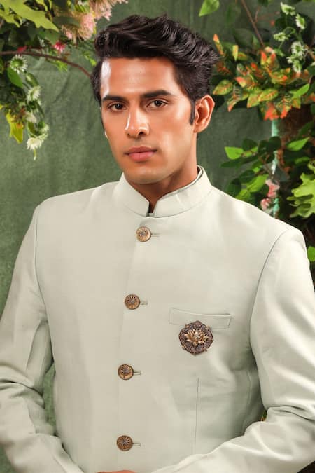 Shop_Cosa Nostraa_Gold Cut Work Iconic Lotus Brooch _at_Aza_Fashions